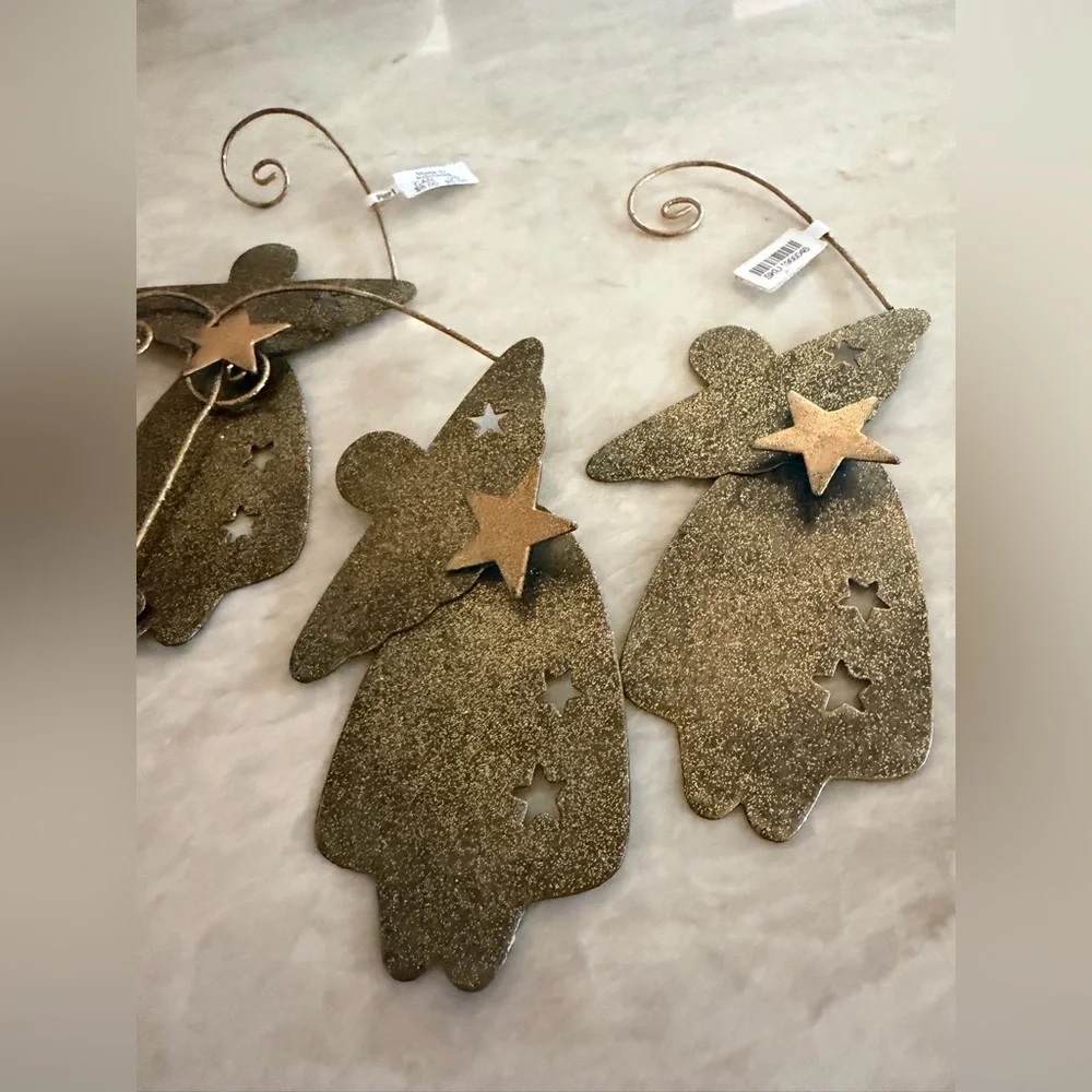 Pier 1 Imports Gold Angel Ornaments Set x4